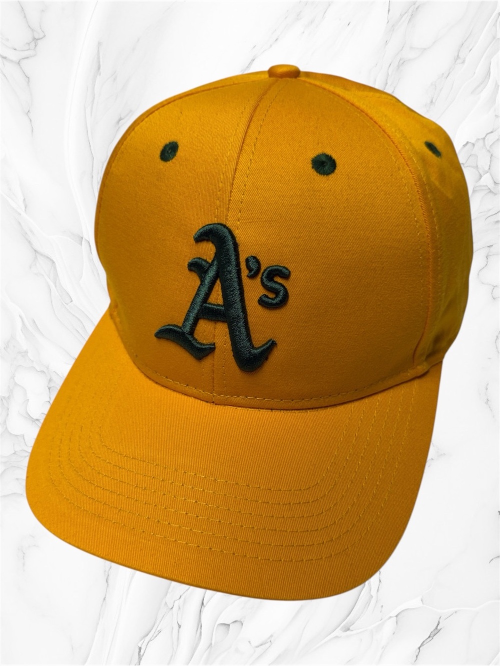 Yellow Baseball Cap with Dark Green 'A's Embroidery SnapBack adjustable